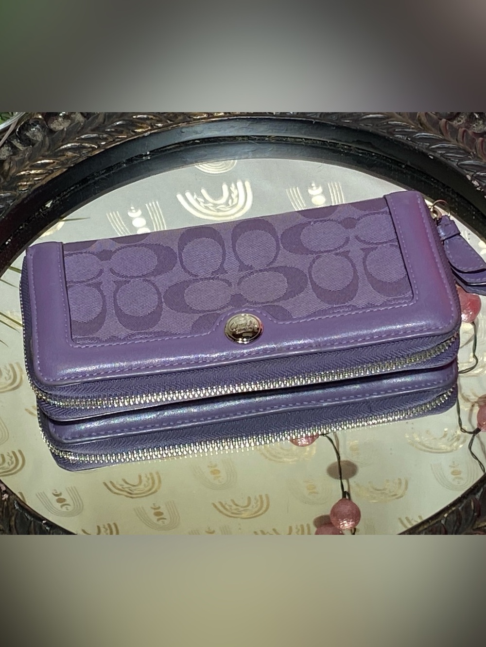 Coach Purple Signature Zip Wallet